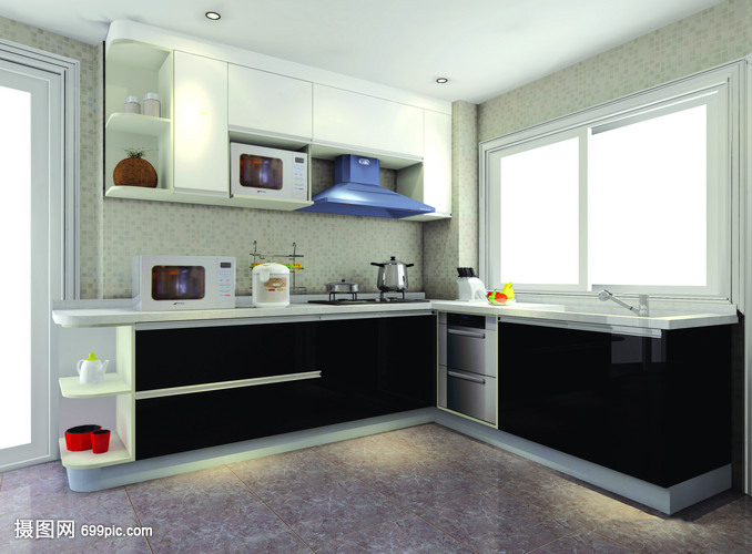 黑白灰橱柜效果图 现代厨房的经典与高级感