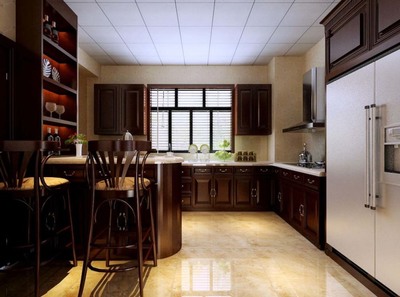 中式古典三居室厨房装修 瓷砖与五金交电效果图精选（2014版）